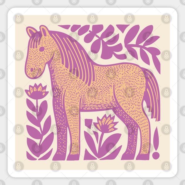 Boho Horse | Whimsical Floral Equestrian Magnet by TuncGK